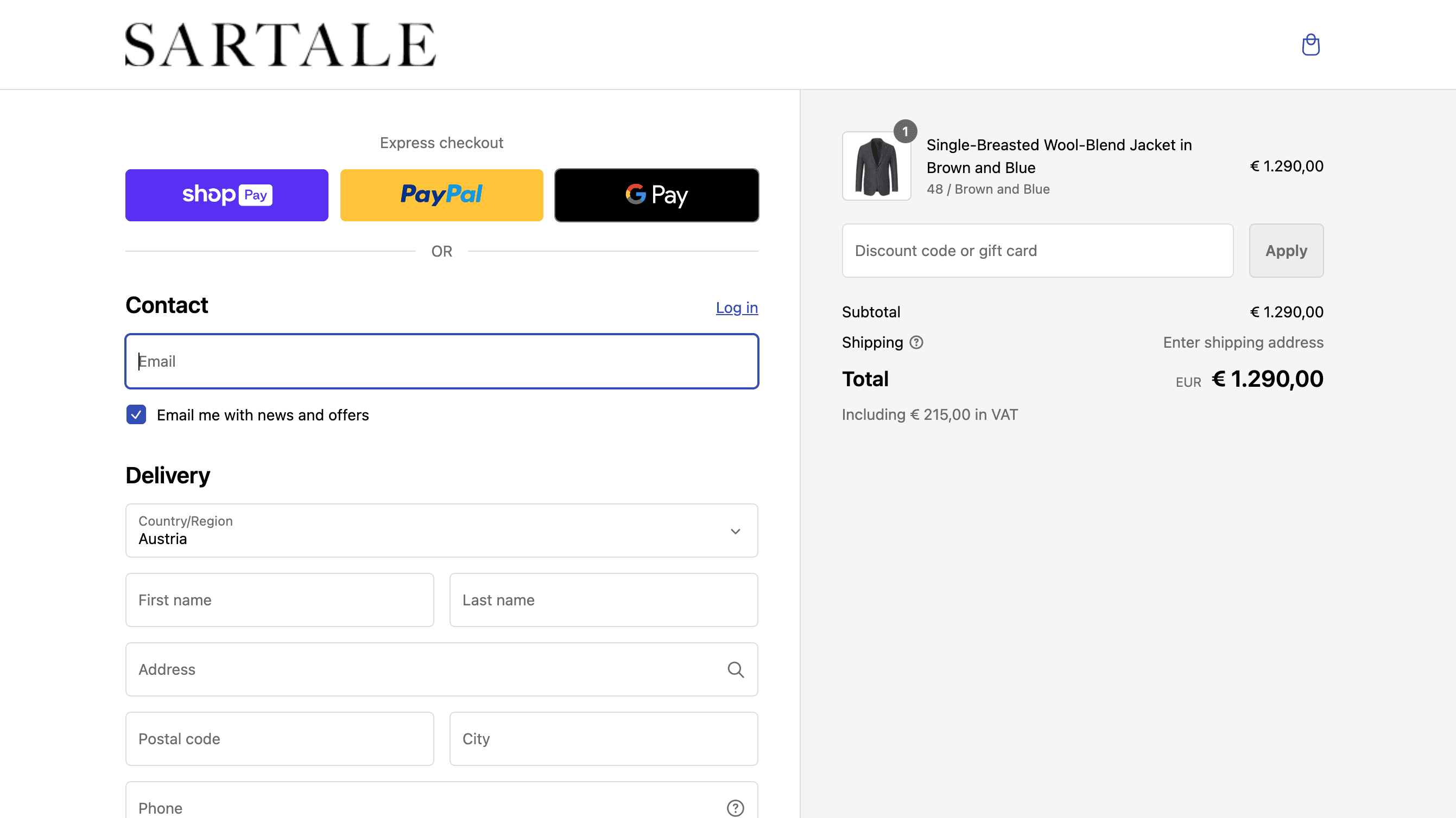 How to apply Sartale coupon code
